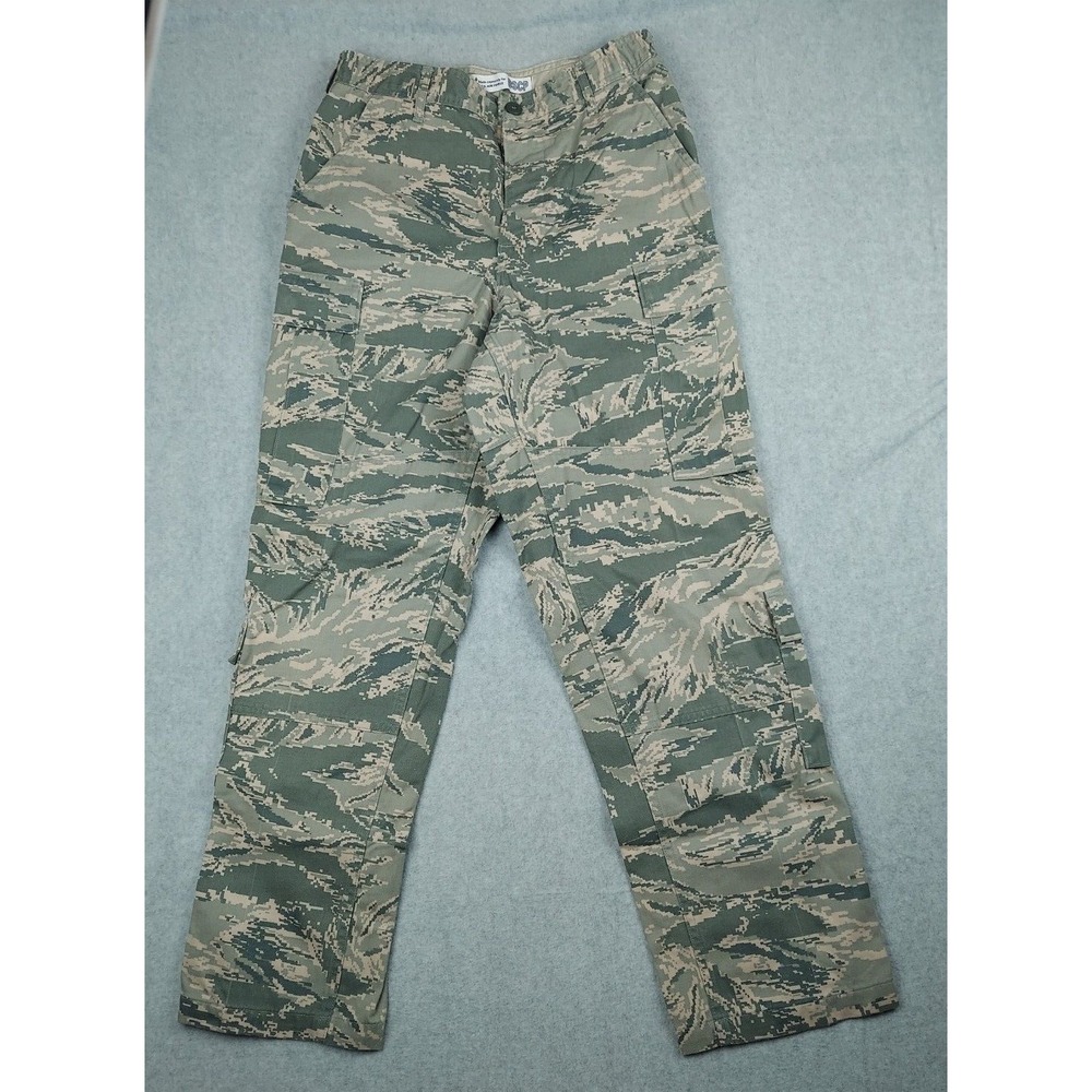 US Air Force Mens BDU Camo Partial Elastic Waist Cargo Trouser Utility Pants 30S